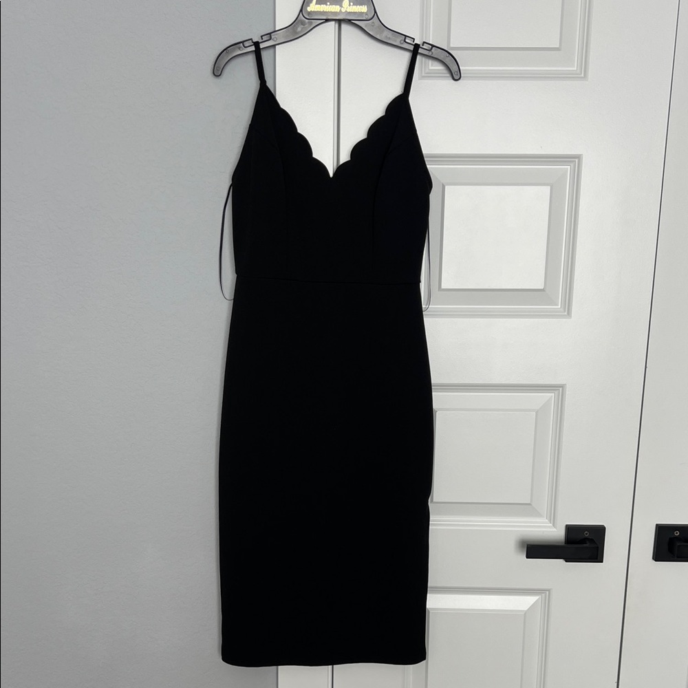 Socialite Black Scalloped Mini Dress